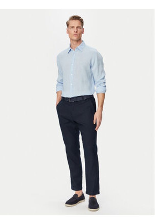 BOSS Chinosy Sanderson-L-3 50559595 Granatowy Regular Fit. Kolor: niebieski. Materiał: len