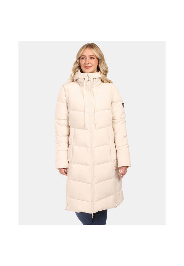 Damski płaszcz ocieplany Kilpi SALI-W. Kolor: beżowy. Sport: turystyka piesza