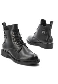 Czarne Botki Vinceza Klasyczne Buty Damskie. Zapięcie: sznurówki. Kolor: czarny. Materiał: skóra, jeans, materiał. Szerokość cholewki: normalna. Obcas: na obcasie. Styl: klasyczny. Wysokość obcasa: niski #7