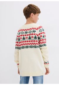 bonprix - Sweter dziecięcy w norweski wzór. Kolor: biały