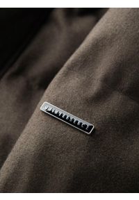 Ombre Clothing - Męska kurtka casualowa puffer z wełną – ciemnooliwkowy melanż V4 - Rozmiar: M. Okazja: na co dzień. Typ kołnierza: kołnierzyk stójkowy. Kolor: oliwkowy. Materiał: wełna. Długość: długie. Wzór: melanż. Styl: casual #3