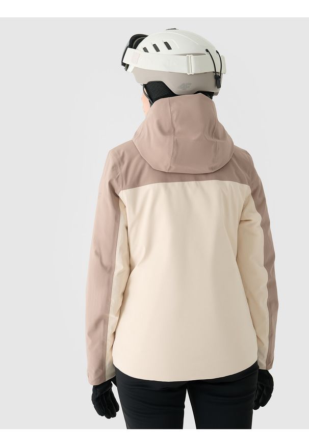 4f - 4F Kurtka narciarska membrana 5000 damska - brązowa XXL. Okazja: na co dzień. Typ kołnierza: kaptur. Kolor: brązowy. Materiał: poliester, syntetyk, materiał, puch. Długość: długie. Sezon: zima. Styl: klasyczny, casual, sportowy