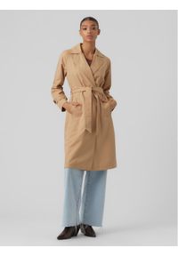 Vero Moda Trencz Lou 10257581 Beżowy Regular Fit. Kolor: beżowy. Materiał: syntetyk