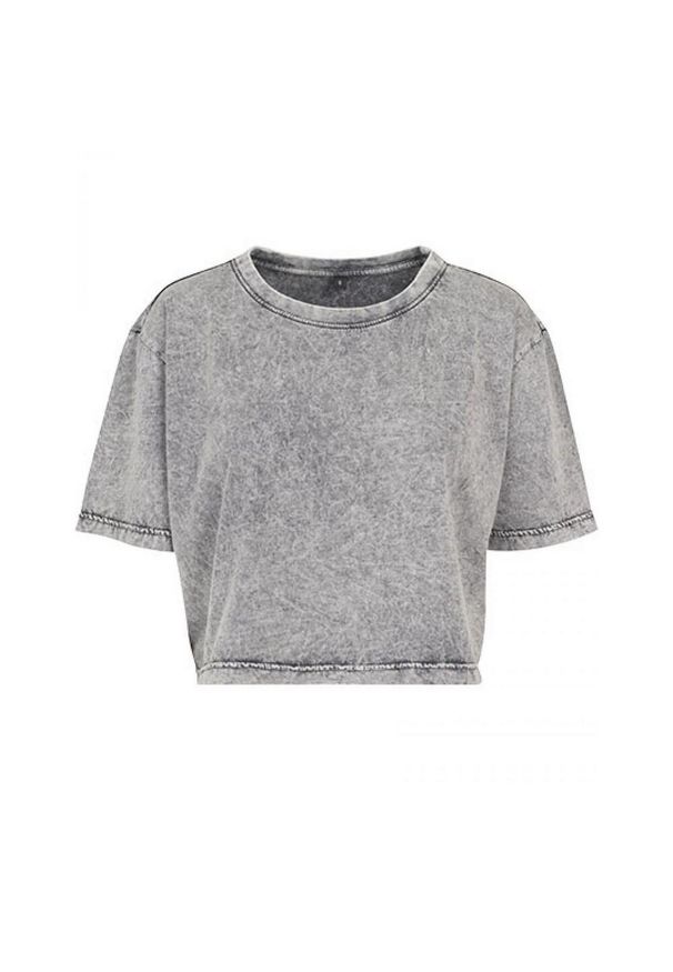 BUILD YOUR BRAND - Koszulka Damska Acid Wash Crop T-shirt. Kolor: wielokolorowy, czarny, szary