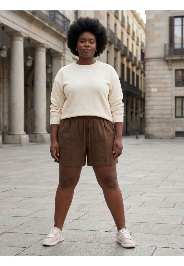 Sinsay - Szorty z domieszką lnu - brązowy. Kolor: brązowy. Materiał: len