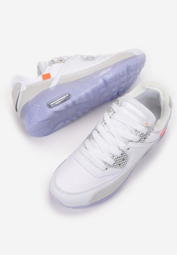 Born2be - Biało-Niebieskie Buty Sportowe Nymerris. Zapięcie: sznurówki. Kolor: biały. Materiał: materiał. Szerokość cholewki: normalna. Wzór: aplikacja