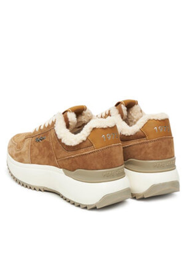 Pepe Jeans Sneakersy Kimi Block W PLS600022 Brązowy. Kolor: brązowy. Materiał: zamsz, skóra
