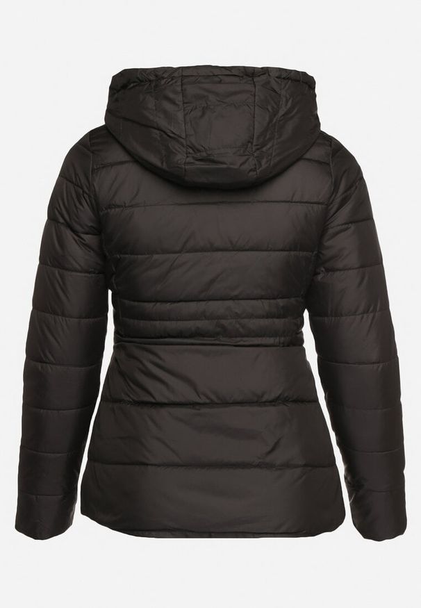 Born2be - Czarna Kurtka Pikowana z Odpinanym Kapturem Sinilore. Okazja: na co dzień. Kolor: czarny. Materiał: jeans. Styl: casual, elegancki