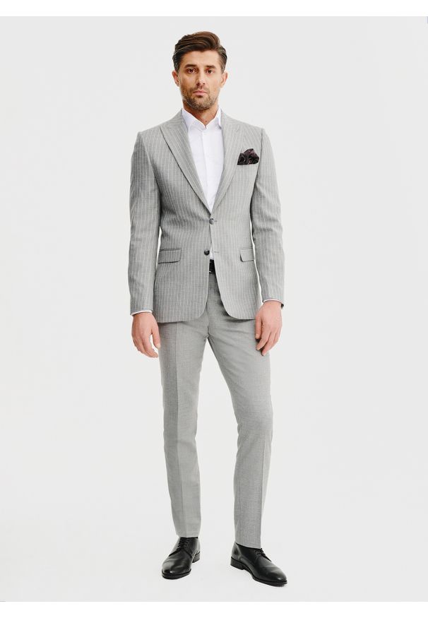 Pako Lorente - PAKO LORENTE - Marynarka garniturowa w prążek. Materiał: poliester, elastan, wiskoza. Wzór: prążki. Styl: młodzieżowy