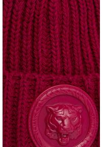 Just Cavalli czapka z domieszką wełny kolor różowy z grubej dzianiny. Kolor: różowy. Materiał: dzianina, wełna #2