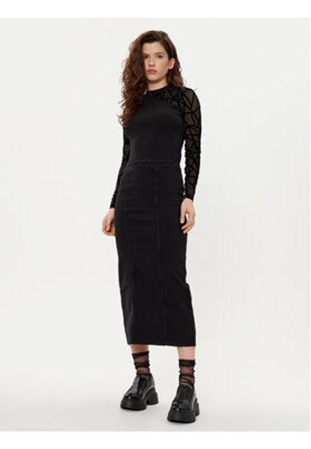 Vero Moda Spódnica jeansowa Medusa 10321775 Czarny Regular Fit. Kolor: czarny. Materiał: bawełna