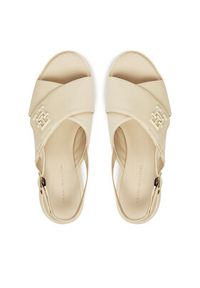TOMMY HILFIGER - Tommy Hilfiger Sandały Th Logo Hw Padded Leather Sandal FW0FW08808 Beżowy. Kolor: beżowy. Materiał: skóra #4