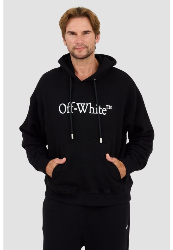 OFF-WHITE Czarna męska bluza Big Bookish Skate Hoodie White, Rozmiar L. Kolor: czarny