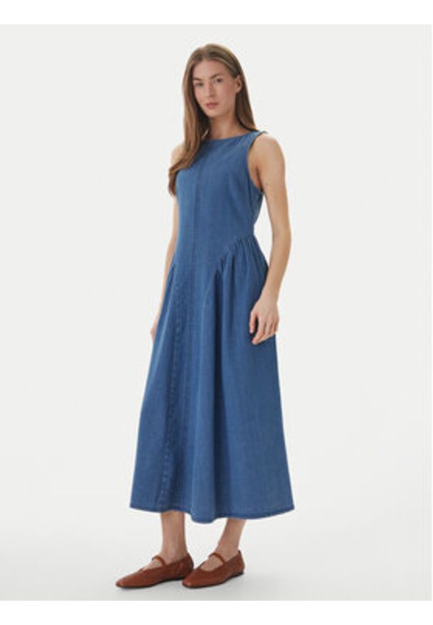 Vero Moda Sukienka jeansowa Kiara 10346411 Niebieski Regular Fit. Kolor: niebieski. Materiał: bawełna