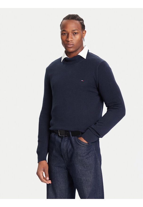 Tommy Jeans Golf DM0DM22096 Granatowy Regular Fit. Typ kołnierza: golf. Kolor: niebieski. Materiał: bawełna