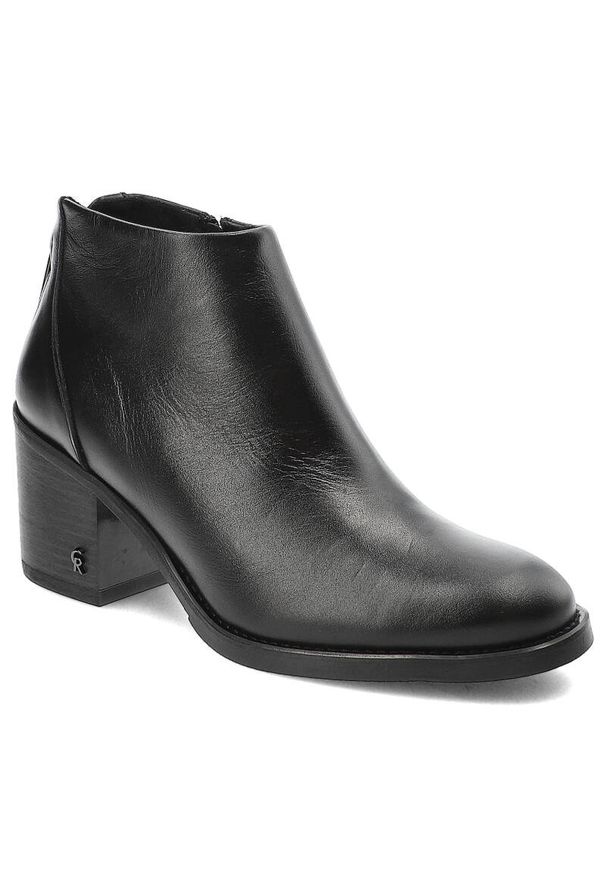 Czarne Botki Carinii Eleganckie Obuwie Damskie. Kolor: czarny. Materiał: skóra ekologiczna. Szerokość cholewki: normalna. Styl: elegancki