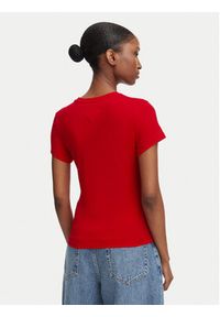 Tommy Jeans T-Shirt Ess Logo DW0DW23479 Czerwony ciemny Slim Fit. Kolor: czerwony. Materiał: bawełna #5