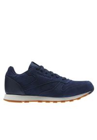 Buty do chodzenia dla dzieci Reebok CL Leather SG. Zapięcie: sznurówki. Kolor: niebieski. Materiał: materiał, skóra, syntetyk. Szerokość cholewki: normalna. Sport: turystyka piesza