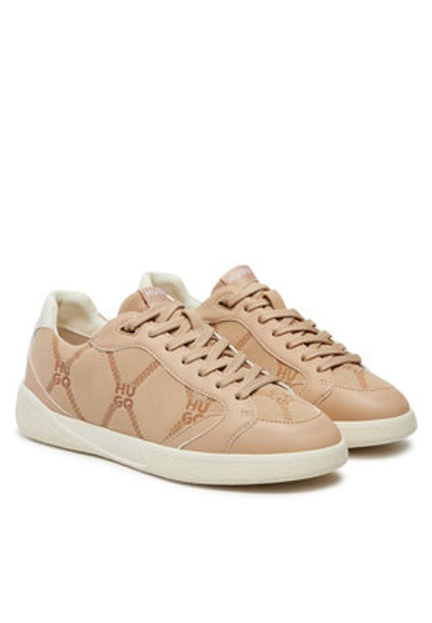 Hugo - HUGO Sneakersy Riven 50523499 10263197 01 Beżowy. Kolor: beżowy. Materiał: materiał