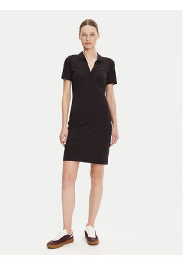 TOMMY HILFIGER - Tommy Hilfiger Sukienka codzienna WW0WW42567 Czarny Slim Fit. Okazja: na co dzień. Kolor: czarny. Materiał: bawełna. Typ sukienki: proste. Styl: casual