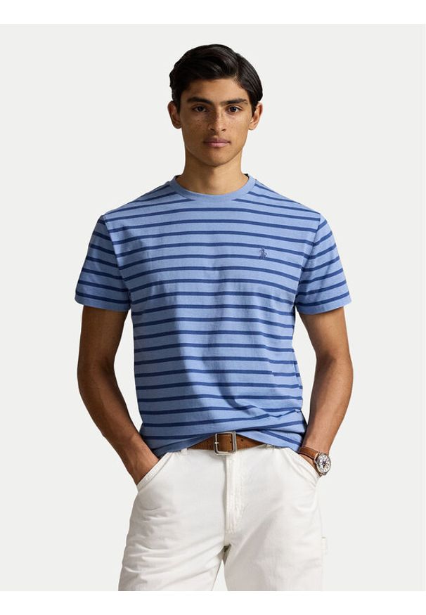 Polo Ralph Lauren T-Shirt 710938134009 Niebieski Custom Slim Fit. Typ kołnierza: polo. Kolor: niebieski. Materiał: bawełna
