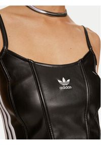 Adidas - adidas Top Firebird Pleather Corset IY7317 Czarny Slim Fit. Kolor: czarny. Materiał: skóra #4