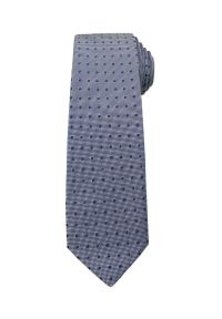 Krawat Męski, Niebiesko-Stalowy w Groszki - Angelo di Monti. Kolor: niebieski. Wzór: grochy