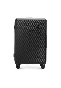 Wittchen - Duża walizka z ABS-u w ukośne paski czarna. Kolor: czarny. Materiał: poliester. Wzór: paski