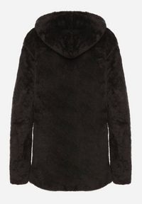 Born2be - Czarna Futerkowa Bluza z Kapturem i Suwakiem Sinatila. Okazja: na co dzień, do domu, na spacer. Typ kołnierza: kaptur. Kolor: czarny. Materiał: zamsz. Długość rękawa: długi rękaw. Długość: długie. Styl: casual #4