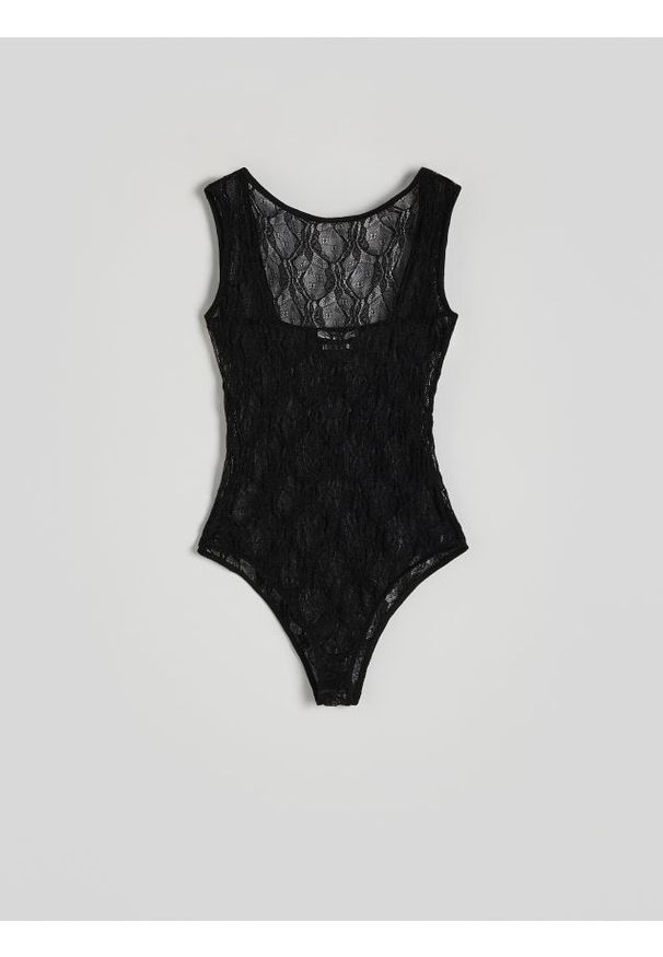 Reserved - Koronkowe body - czarny. Kolor: czarny. Materiał: koronka