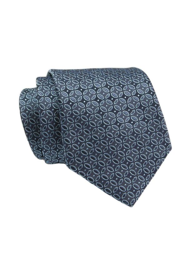 Klasyczny Krawat, Męski, Granatowo-Niebieski Wzór Geometryczny, 7cm -Angelo di Monti. Kolor: niebieski. Materiał: tkanina. Wzór: geometria. Styl: klasyczny