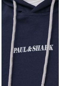 PAUL & SHARK - Paul&Shark bluza męska kolor granatowy z kapturem z nadrukiem. Typ kołnierza: kaptur. Kolor: niebieski. Materiał: bawełna. Wzór: nadruk