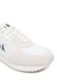 Calvin Klein Jeans Sneakersy Runner Laceup Sock Mg Nylon Mix YW0YW01644 Biały. Kolor: biały. Materiał: skóra