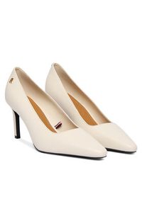 TOMMY HILFIGER - Tommy Hilfiger Czółenka Th Logo Lth Pump Slanted Hl FW0FW09008 Écru. Kolor: kremowy. Materiał: skóra #3