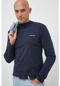 Calvin Klein longsleeve męski kolor granatowy gładki. Okazja: na co dzień. Kolor: niebieski. Długość rękawa: długi rękaw. Wzór: gładki. Styl: casual #2