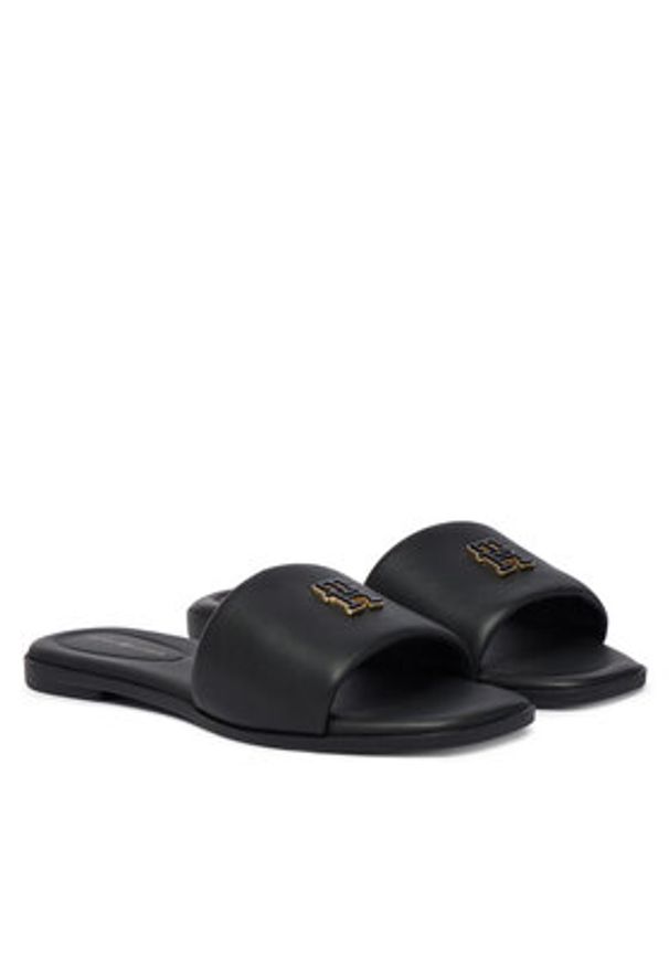 TOMMY HILFIGER - Tommy Hilfiger Klapki Th Logo Hardware Leather Mule FW0FW09292 Czarny. Kolor: czarny. Materiał: skóra