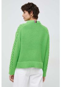 TOMMY HILFIGER - Tommy Hilfiger sweter damski kolor zielony ciepły. Kolor: zielony. Materiał: dzianina. Wzór: ze splotem #4