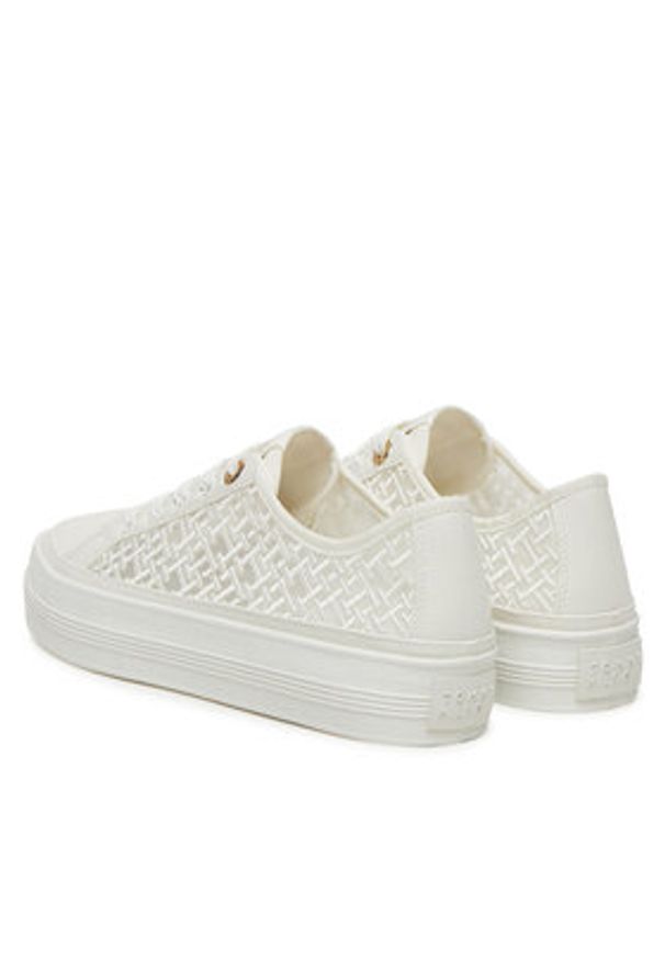 TOMMY HILFIGER - Tommy Hilfiger Sneakersy Vulc Embroidered Sneaker FW0FW08685 Biały. Kolor: biały. Materiał: materiał