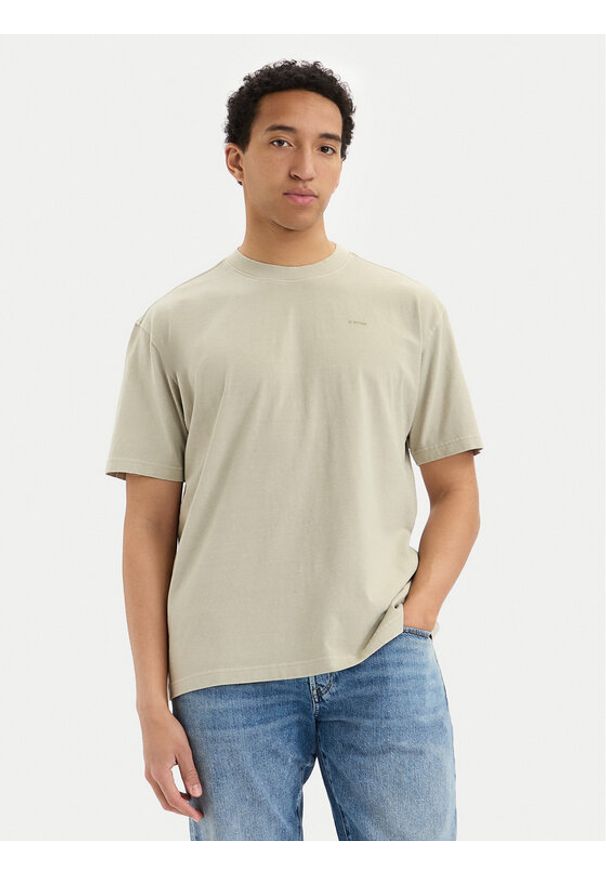 G-Star RAW - G-Star Raw T-Shirt Base D28588-E517 Beżowy Regular Fit. Kolor: beżowy. Materiał: bawełna