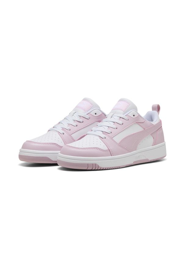 Puma - Sneakersy Rebound V6 Low PUMA White Rose Mauve Pink. Kolor: różowy, biały, wielokolorowy. Sport: turystyka piesza, koszykówka