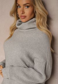 Renee - Szary Golf z Domieszką Wiskozy i Kaszmiru Azivara. Okazja: na co dzień. Typ kołnierza: golf. Kolor: szary. Materiał: wiskoza, kaszmir. Wzór: aplikacja. Styl: casual, elegancki #4