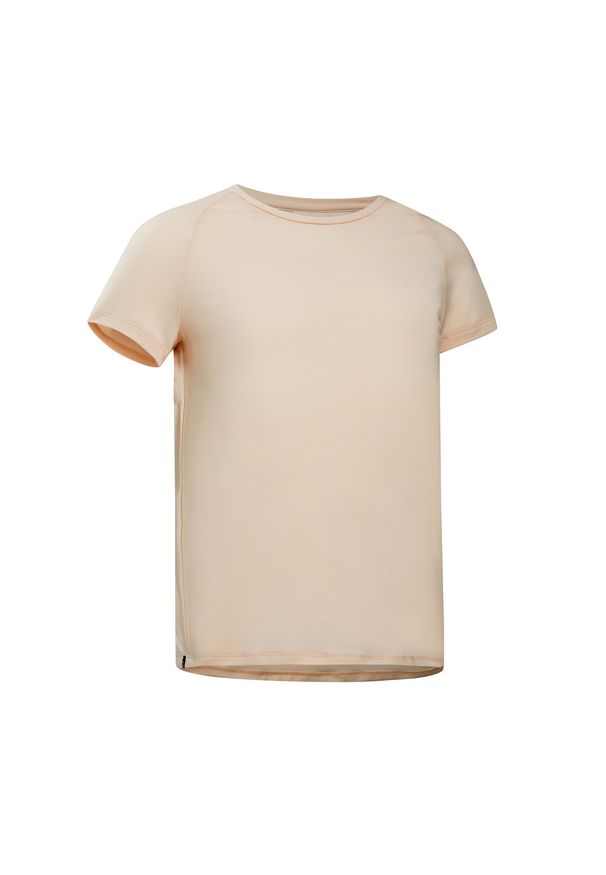 Decathlon - Koszulka z krótkim rękawem dziecięca Domyos S500. Kolor: różowy. Materiał: poliester, materiał, elastan, lyocell. Długość rękawa: krótki rękaw. Długość: krótkie. Sport: joga i pilates