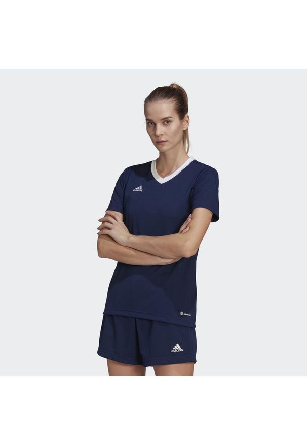 Koszulka piłkarska damska Adidas Entrada 22 Jersey. Kolor: niebieski. Materiał: jersey. Sport: piłka nożna