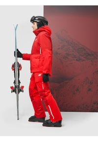 4f - Spodnie narciarskie membrana Dermizax 20000 męskie - czerwone. Kolor: czerwony. Materiał: materiał, tkanina, poliester. Technologia: Dermizax. Sezon: zima. Sport: narciarstwo