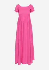 Born2be - Różowa Rozkloszowana Sukienka z Elastyczną Górą i Gumką w Talii Aliexava. Okazja: na co dzień. Typ kołnierza: dekolt kwadratowy. Kolor: różowy. Typ sukienki: proste. Styl: casual, elegancki #6