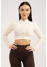 GYM GLAMOUR - Bluza fitness damska Gym Glamour bezszwowa rozpinana. Kolor: biały. Sport: fitness