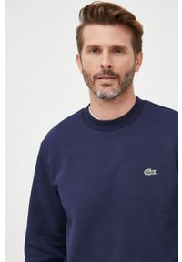 Lacoste bluza męska kolor granatowy gładka SH9608-132. Kolor: niebieski. Materiał: bawełna, poliester. Wzór: gładki #4