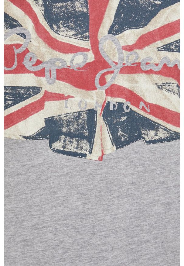 Pepe Jeans t-shirt bawełniany FLAG LOGO N kolor szary z nadrukiem. Kolor: szary. Materiał: bawełna. Wzór: nadruk
