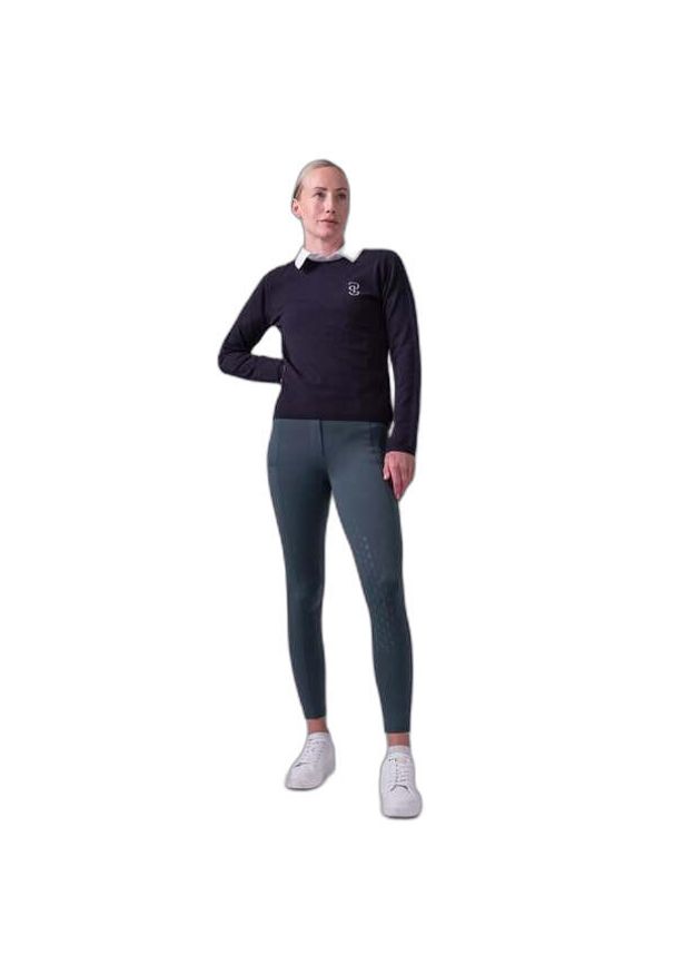 PS OF SWEDEN - Sweter z dzianiny z logo dla kobiet PS of Sweden. Kolor: niebieski. Materiał: dzianina. Sezon: zima