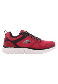 skechers - Buty do chodzenia męskie Skechers Track. Zapięcie: sznurówki. Kolor: czerwony. Materiał: materiał, skóra, syntetyk. Szerokość cholewki: normalna. Sport: turystyka piesza